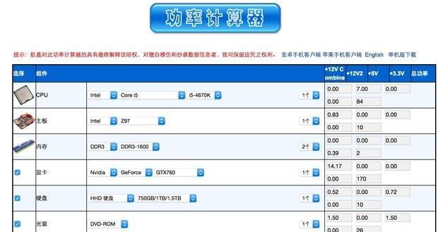 电脑配置功率解析——提升计算机性能的关键因素（探究电脑配置对功率的影响及优化方法）