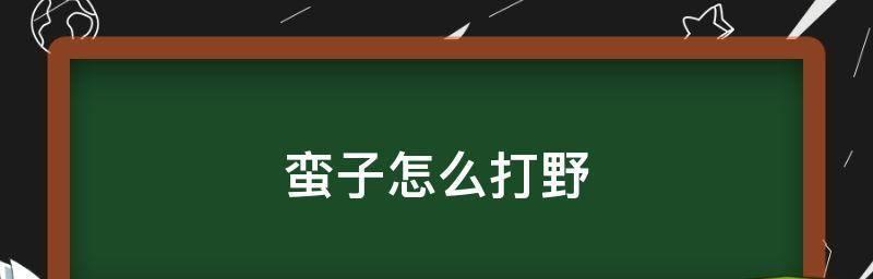 打野必学技巧分享（提高游戏技巧）