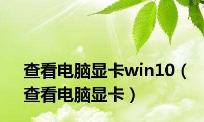 如何查看电脑配置Win10显卡（掌握这些方法）