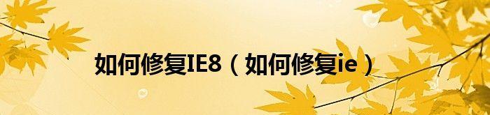 选择最佳的IE修复工具以提高浏览器性能（介绍一款强大的IE修复工具）